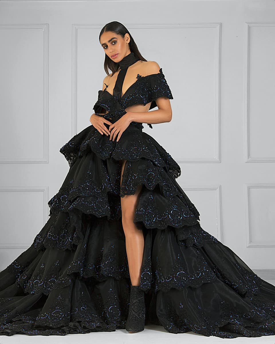 Person wearing black dress