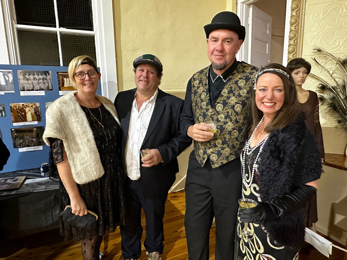 Haidee and Josh Verlin and Dan and Lindy Walters embrace the style of the Roaring 20s at the centenary celebration for the Shire Hall.