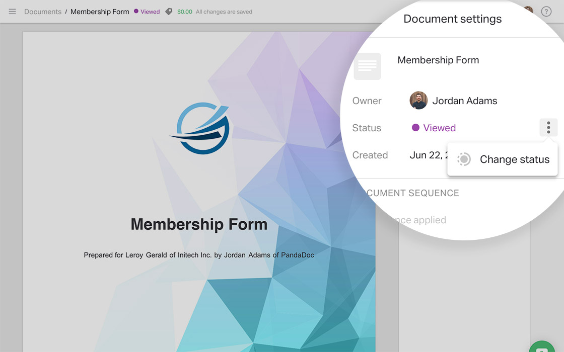 Image from Product update: Change a document status manually