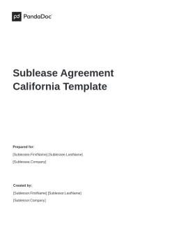 Sublease Agreement California Template
