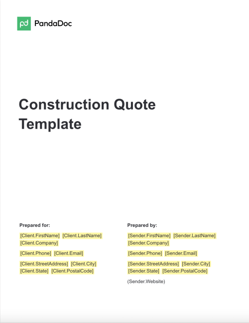 Construction Quote Template
