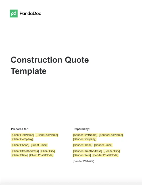 Construction Quote Template