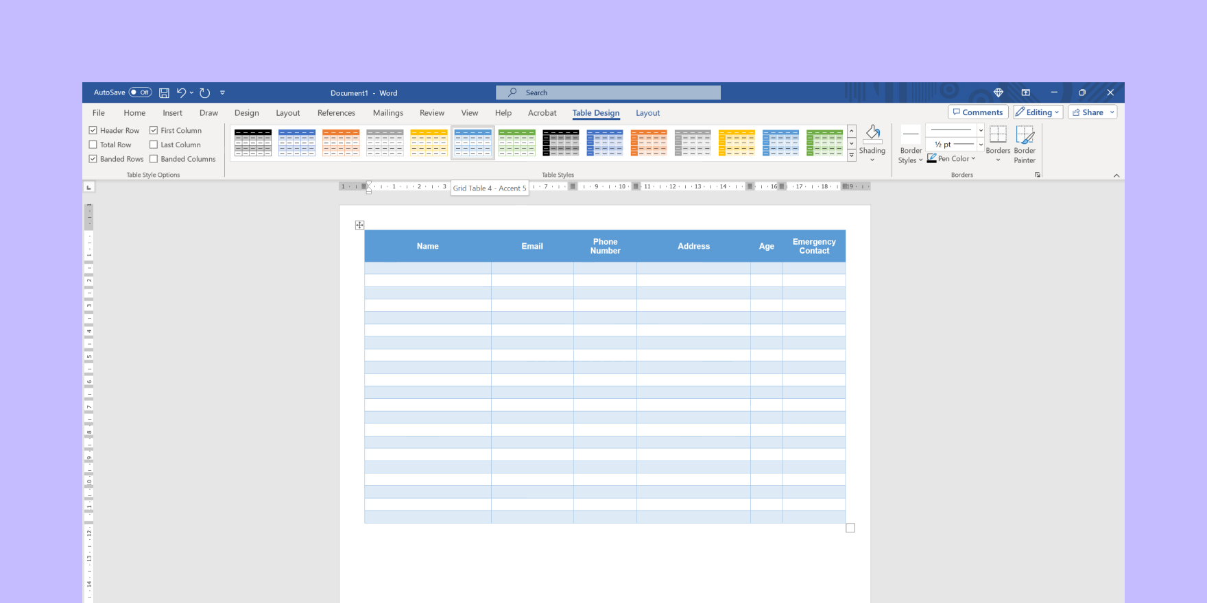 sign-up sheet design personalization