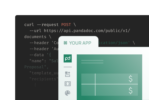 A tab of code and a tab with your pandadoc app.