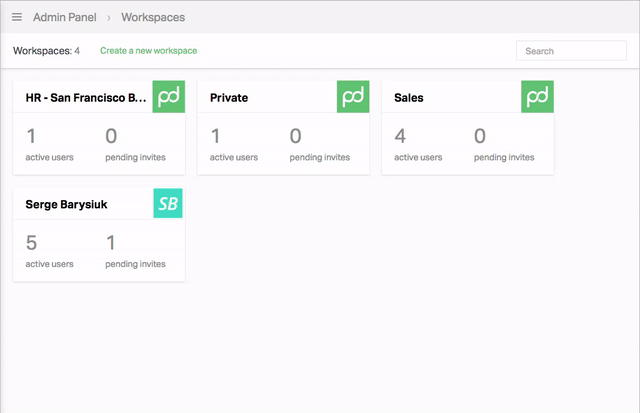 Admin Panel - Workspace Search