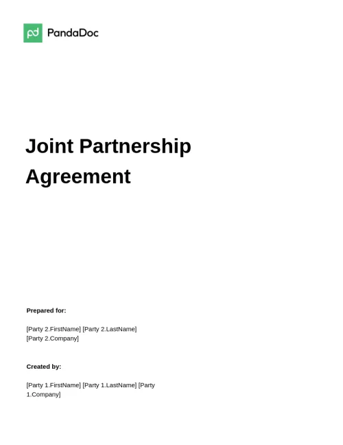 Joint Partnership Agreement Template