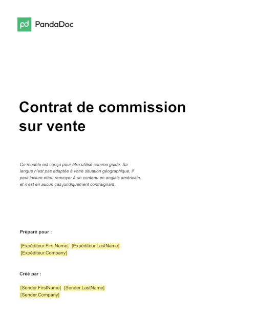 Contrat de commission sur vente