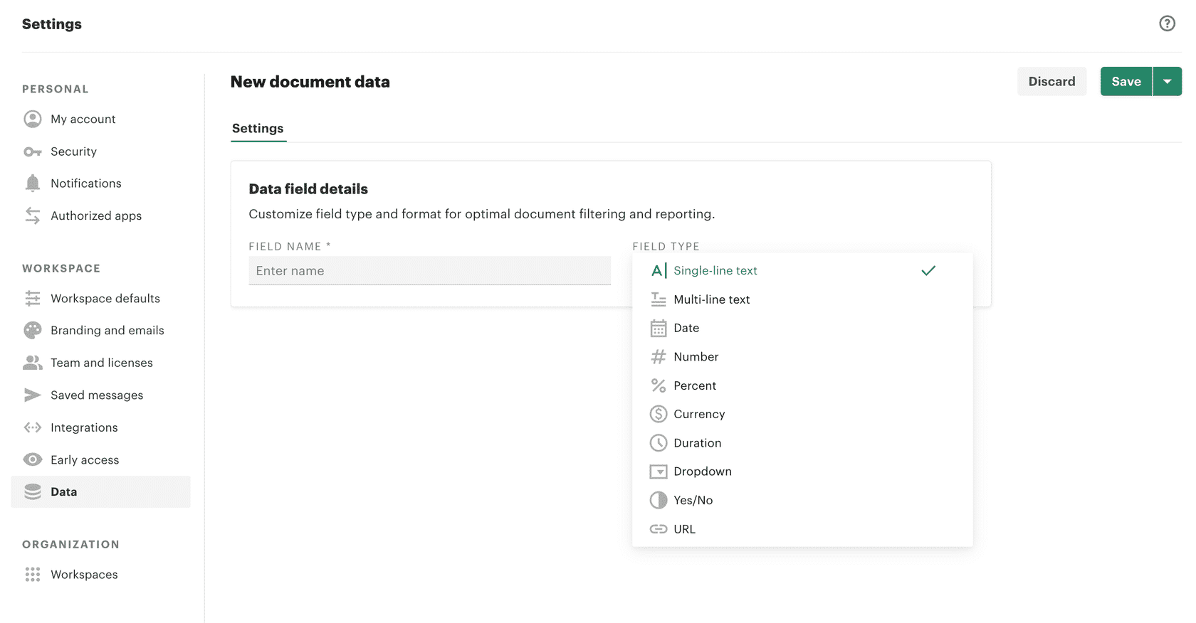 Add a new Data Field