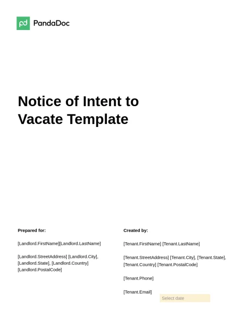 Notice of Intent to Vacate Template