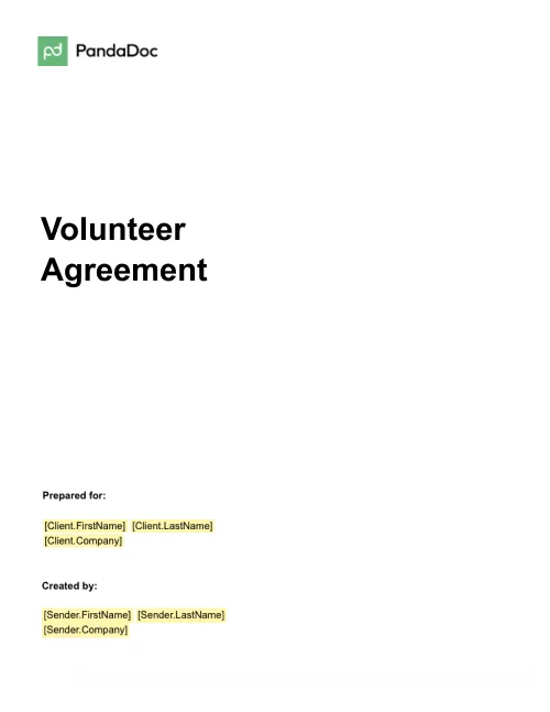 Volunteer Agreement Template