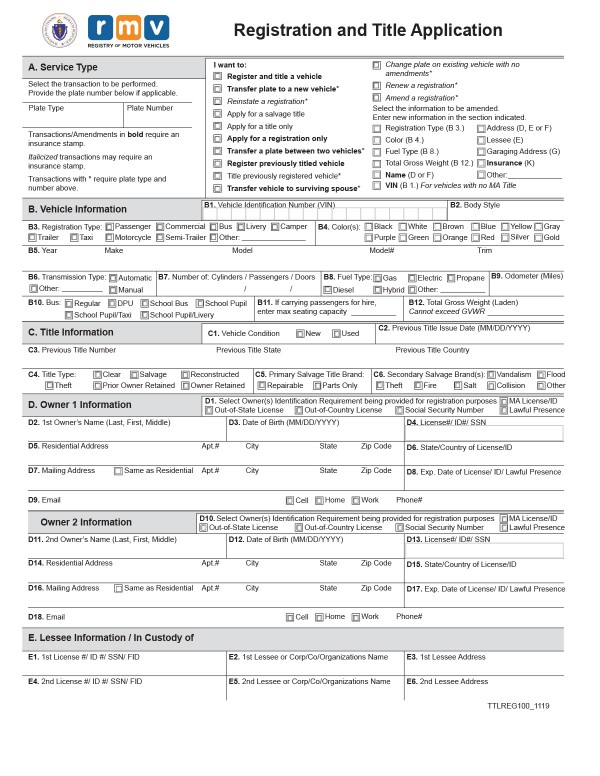 bill-of-sale-templates/massachusetts-ma Registration and title application