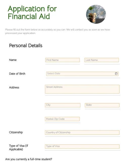 Financial Aid Application Form