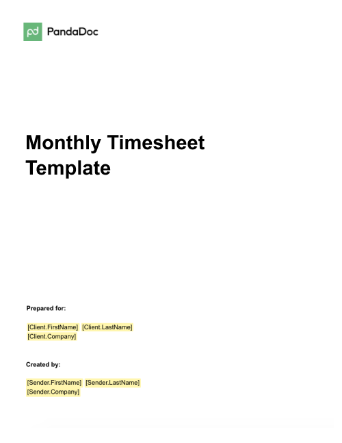 Monthly Timesheet Template