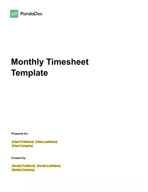 Monthly Timesheet Template