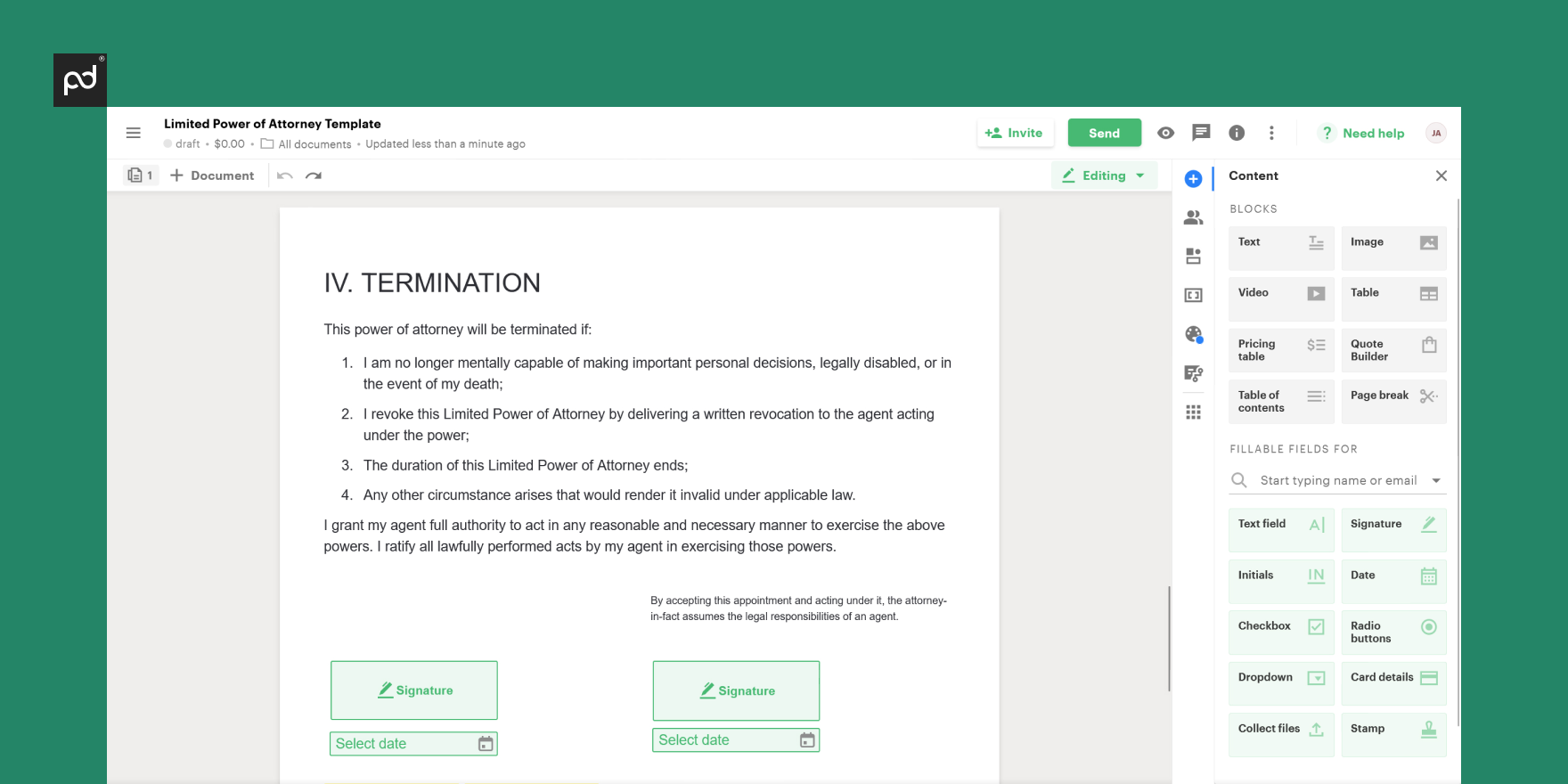 How to include termination details