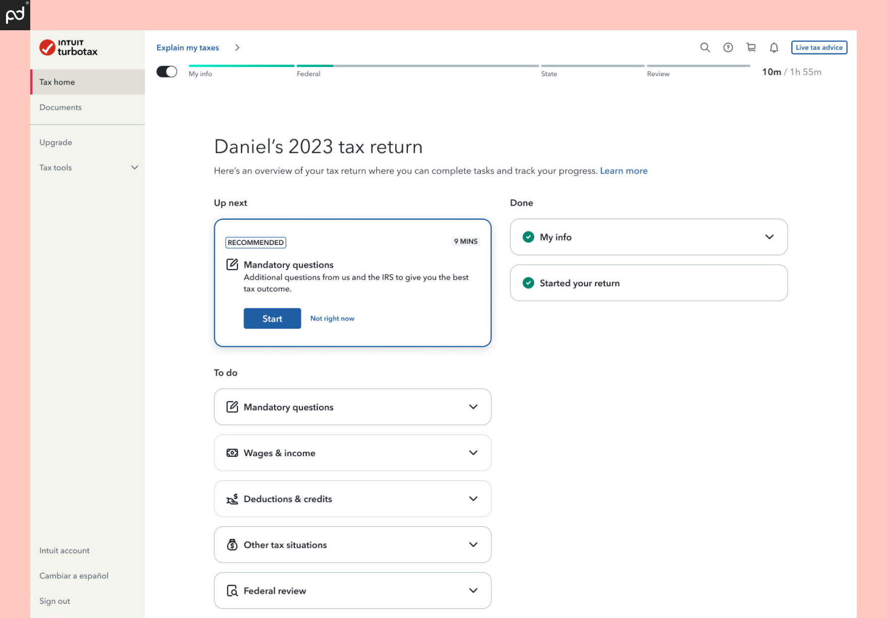 Screenshot of TurboTax