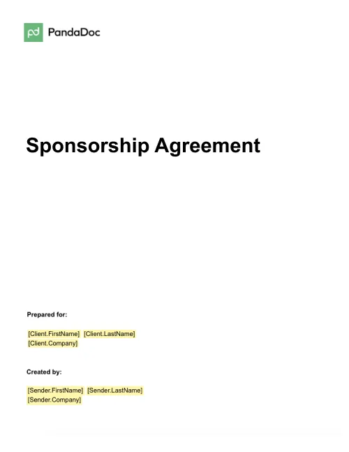 Sponsorship Agreement Template
