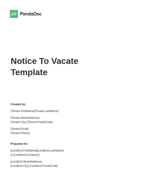 Notice To Vacate Template