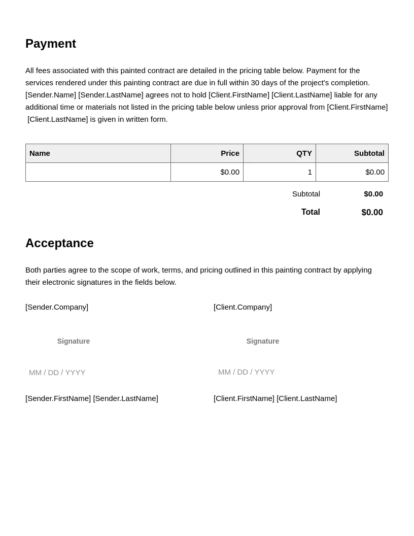 Painting Contract Template - Gallery 3