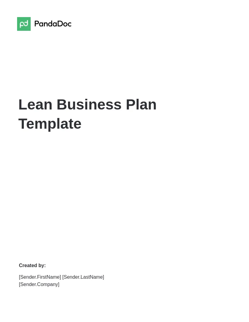Lean Business Plan Template