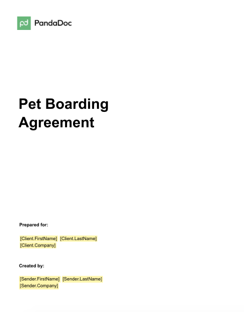 Pet Boarding Agreement Template