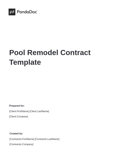 Pool Remodel Contract Template