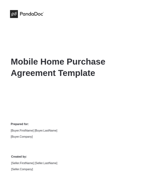 Mobile Home Purchase Agreement Template