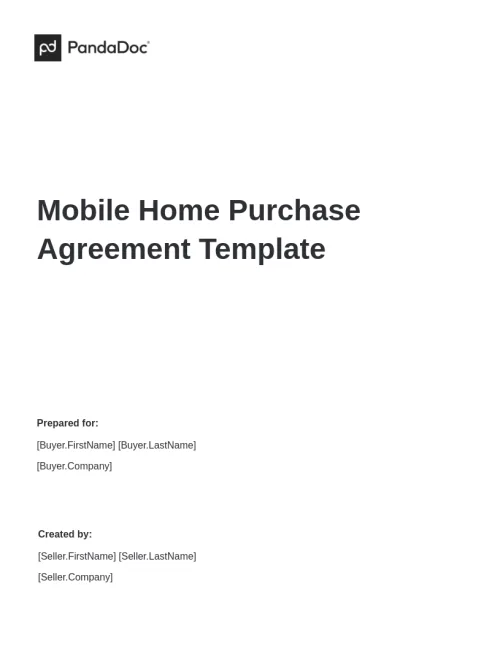 Mobile Home Purchase Agreement Template