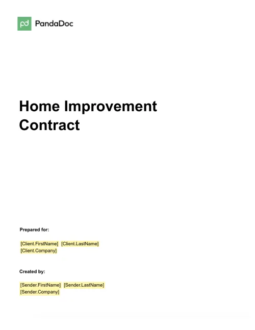 Home Improvement Contract Template