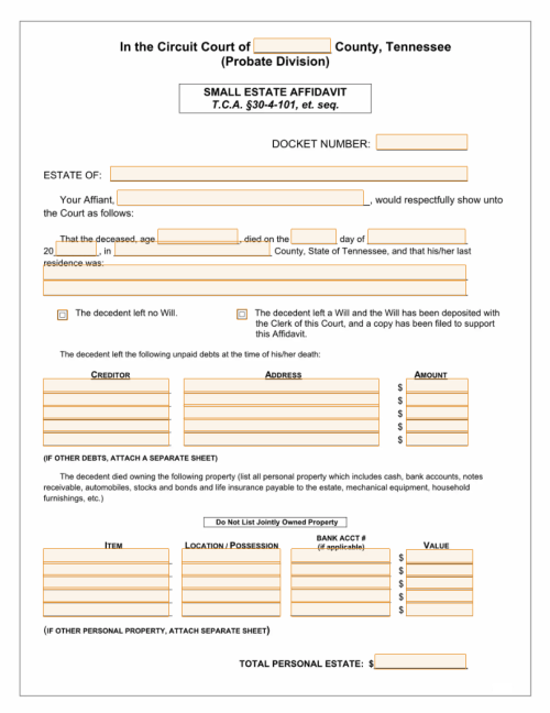 Small Estate Affidavit Tennessee