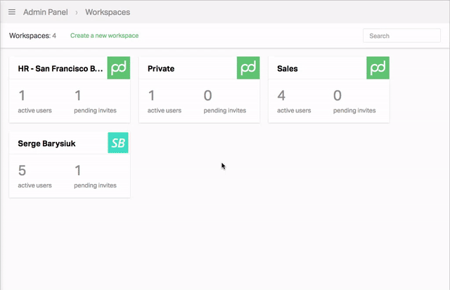 Admin Panel - Workspace Management