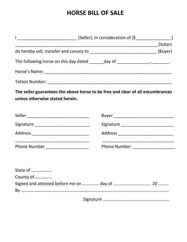 bill-of-sale-templates/delaware-de Horse/Livestock bill of sale