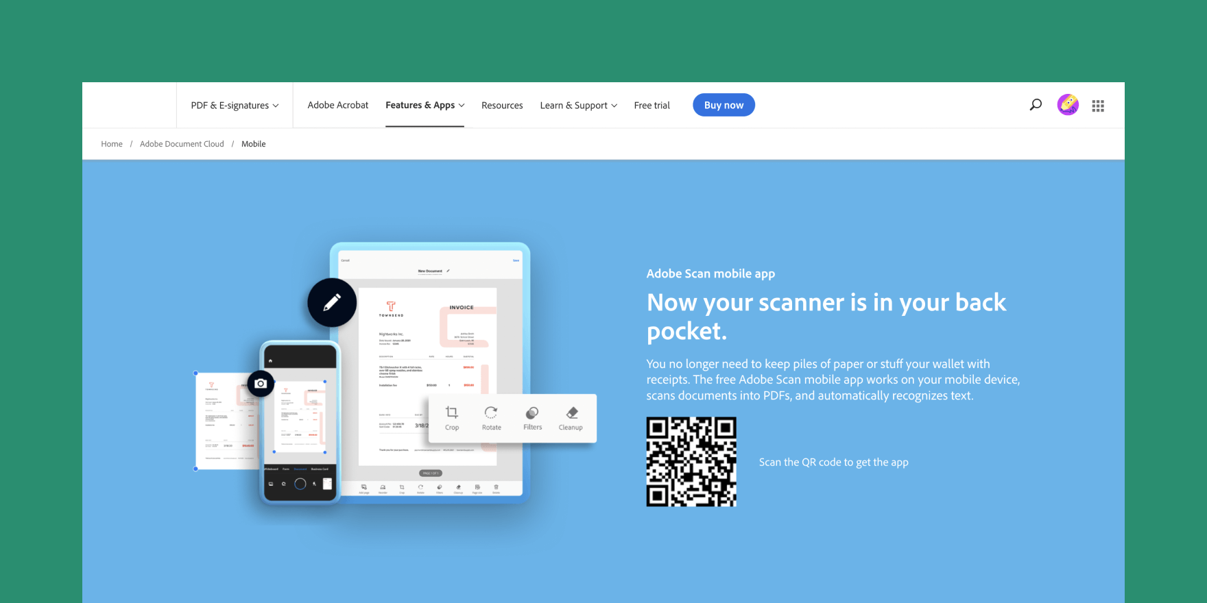 Adobe: Now your scanner is in your back pocket.