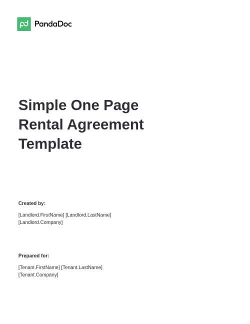 Simple One Page Rental Agreement Template