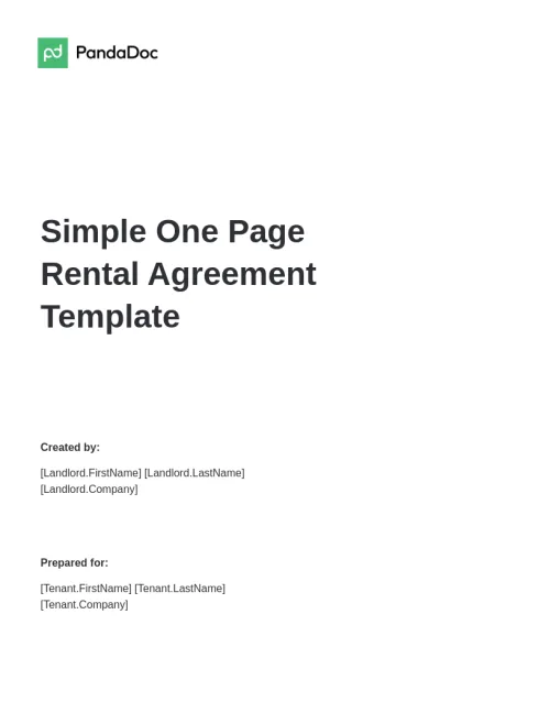 Simple One Page Rental Agreement Template