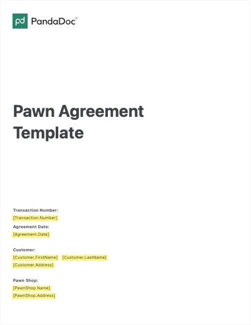 Pawn Agreement Template