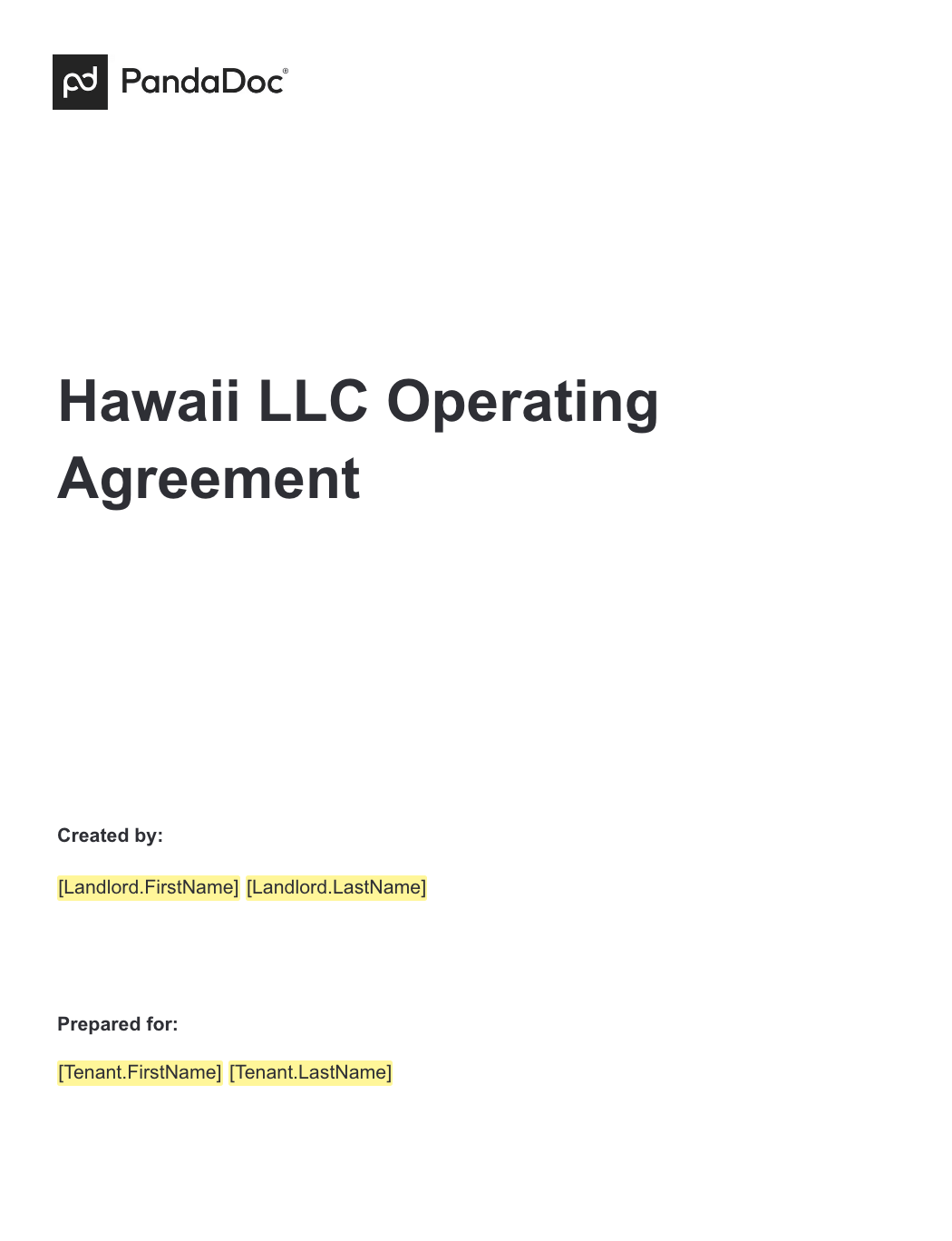 Hawaii LLC Operating Agreement