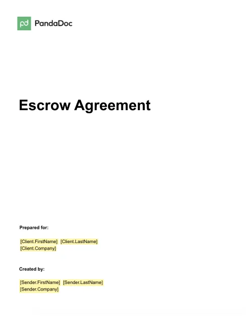 Escrow Agreement Template