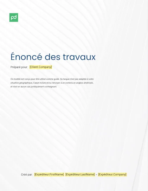 Énoncé des travaux