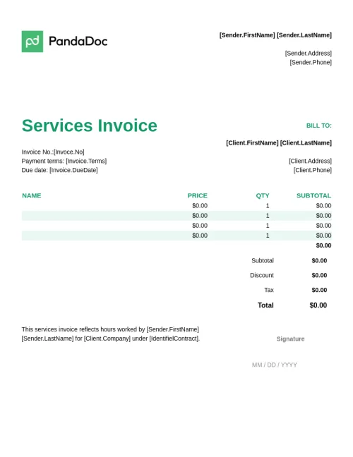 Service Invoice Template