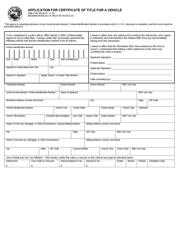 bill-of-sale-templates/indiana-in Salvage motor vehicle