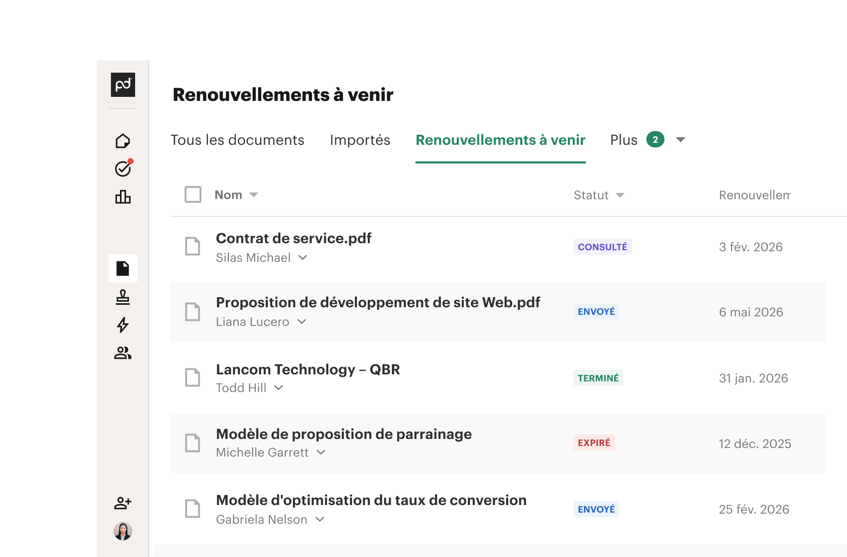 Accès facile à chaque contrat