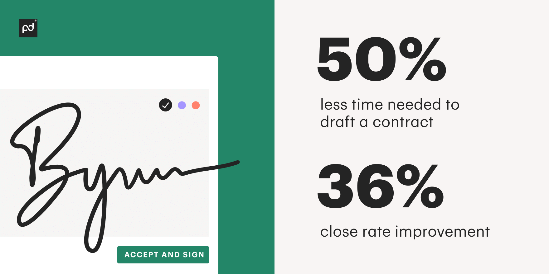 Our platform has enabled our clients to reduce the time they need to draft a contract by 50% and improve their close rate by 36%.