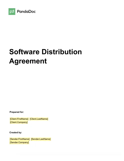 Software Distribution Agreement Template