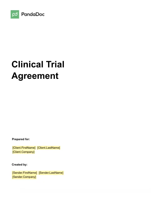 Clinical Trial Agreement Template