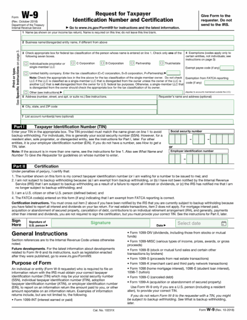 W9 Form Template - Tabs - 1 - Image
