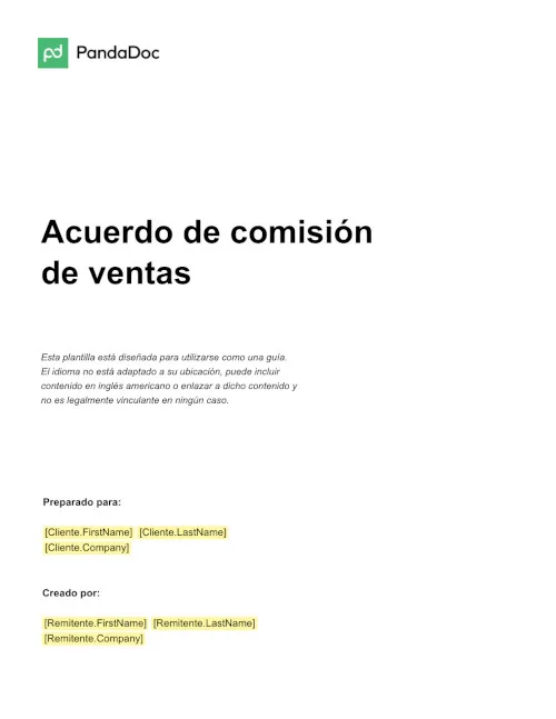 Plantilla de acuerdo de comisión de ventas