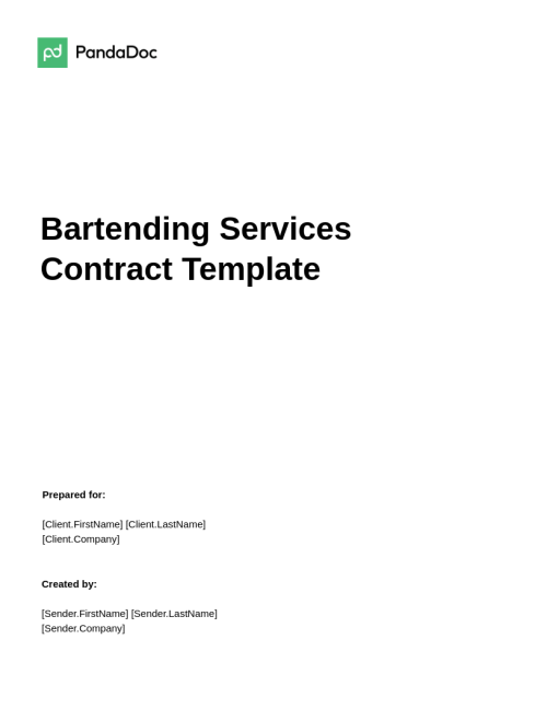Free Bartending Services Contract Template