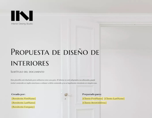 Plantilla de propuesta de diseño de interiores