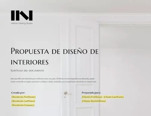 Plantilla de propuesta de diseño de interiores